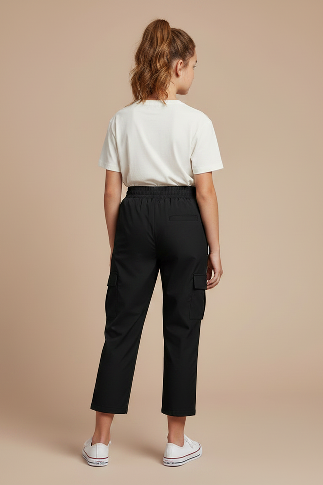 Pantalon Cargo Noir Enfant - Polyester - vue 2