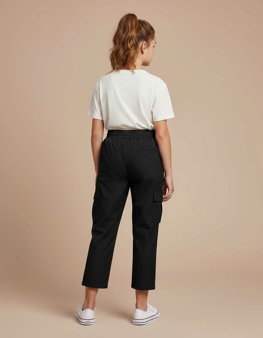 Pantalon Cargo Noir Enfant - Polyester - vue 2