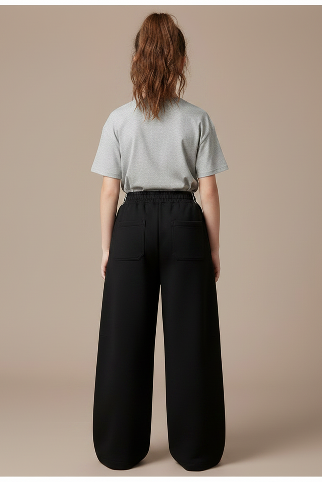 Pantalon Noir Ample Décontracté Fille Coton - Molleton - vue 2