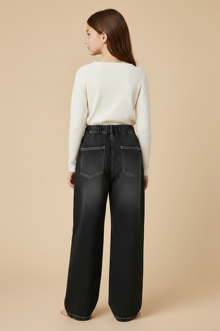 Pantalon Noir Ample Denim Dégradé Fille - Jean - vue 2