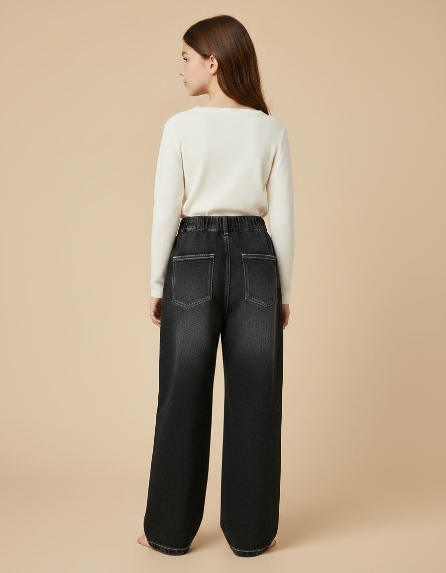 Pantalon Noir Ample Denim Dégradé Fille - Jean - vue 2