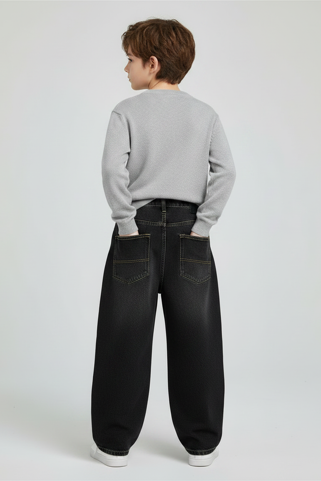 Pantalon Noir Ample Denim Décontracté Enfant - Jean - vue 2