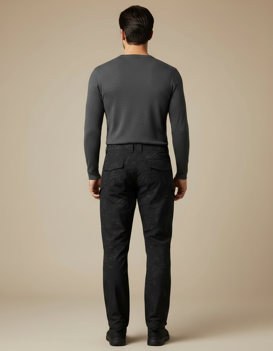 Pantalon Commando Noir - Imprimé Toile - vue 2