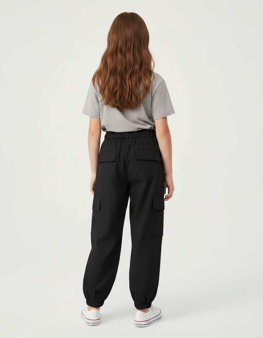 Pantalon Cargo Noir Large - Polyester - vue 2