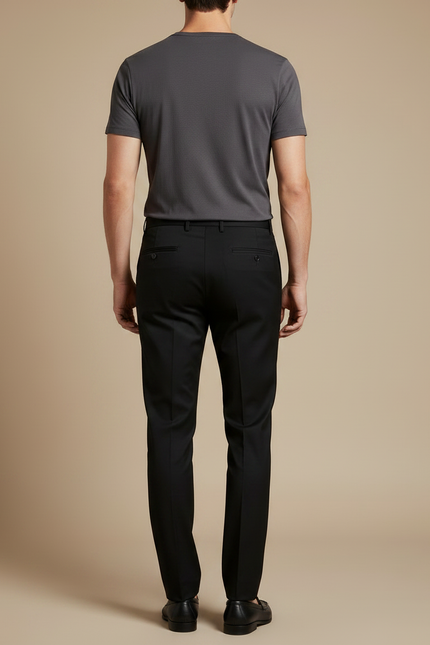 Pantalon Noir Homme Droit Élégant Business Décontracté - Gabardine - vue 2