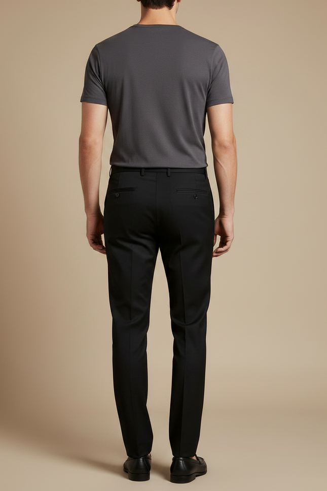 Pantalon Noir Homme Droit Élégant Business Décontracté - Gabardine - vue 2