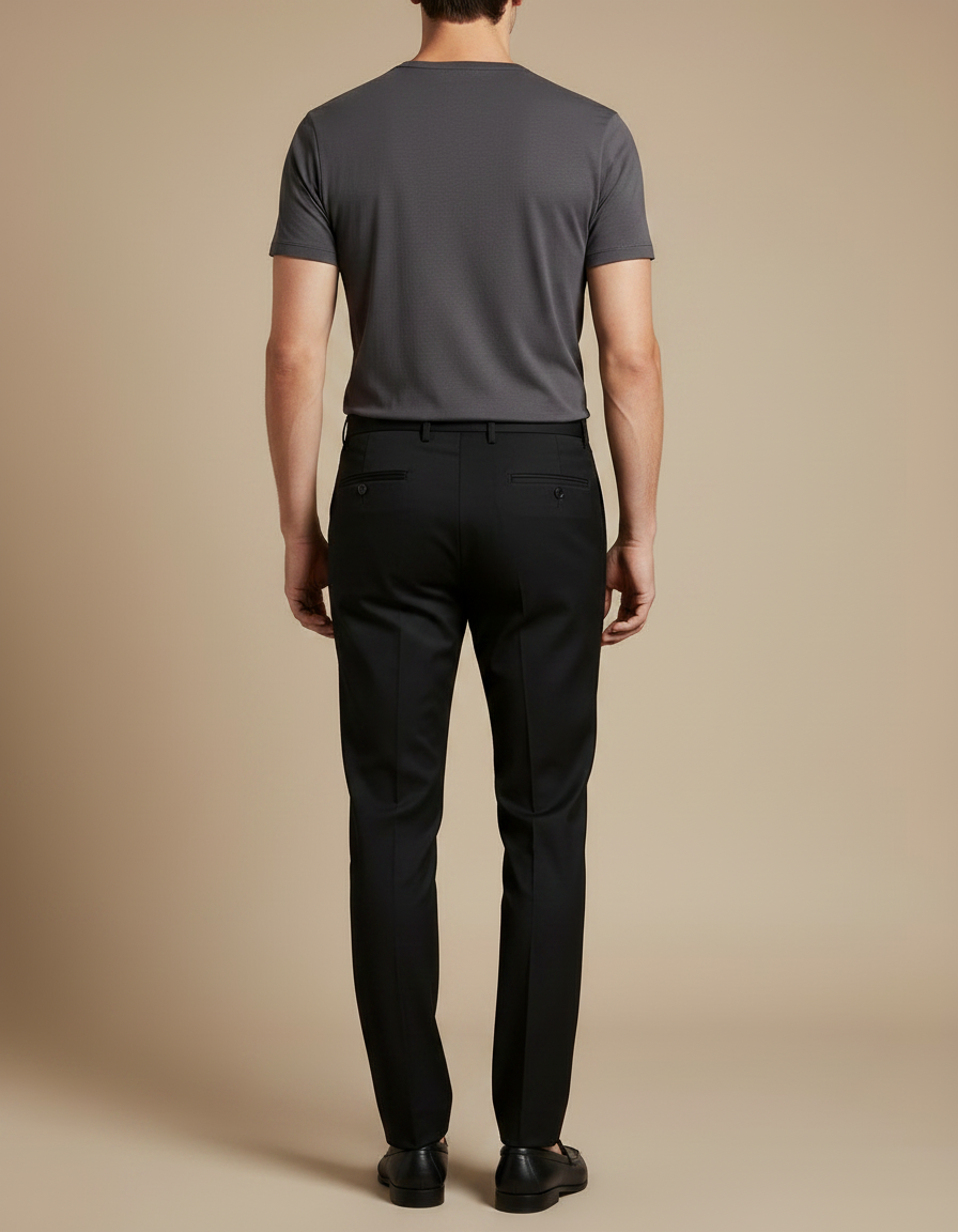 Pantalon Noir Homme Droit Élégant Business Décontracté - Gabardine - vue 2