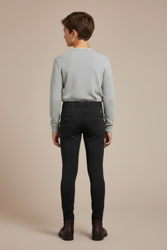 Pantalon Noir Enfant Équitation Silicone Adhérent Confortable - Polyester - vue 2