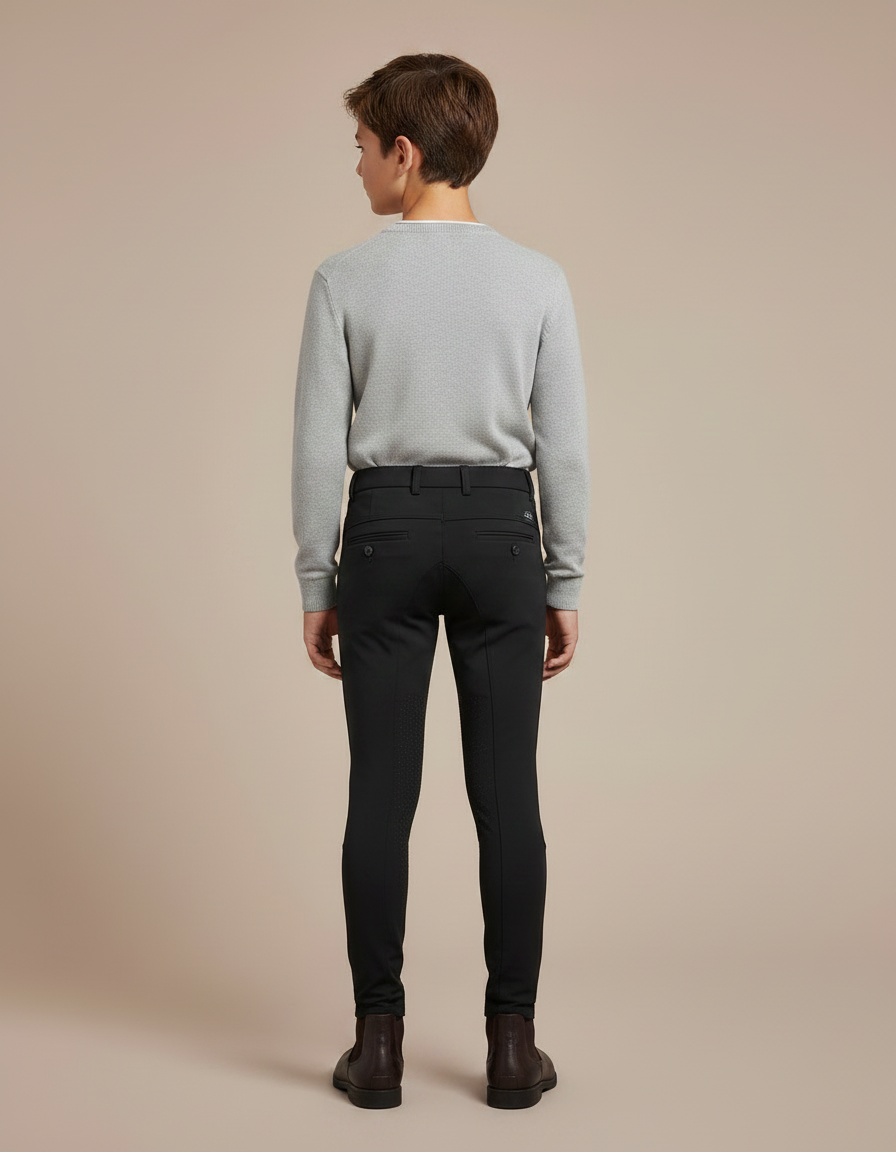 Pantalon Noir Enfant Équitation Silicone Adhérent Confortable - Polyester - vue 2
