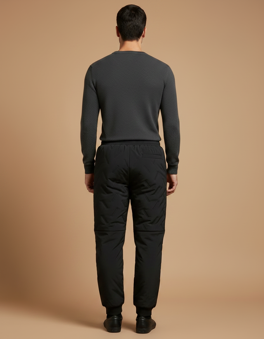 Pantalon Noir Matelassé Homme Décontracté Sport Hiver - Polyester - vue 2