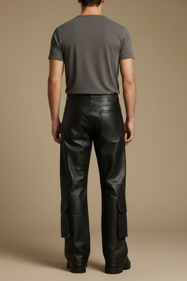 Pantalon Simili Cuir Noir Homme - vue 2