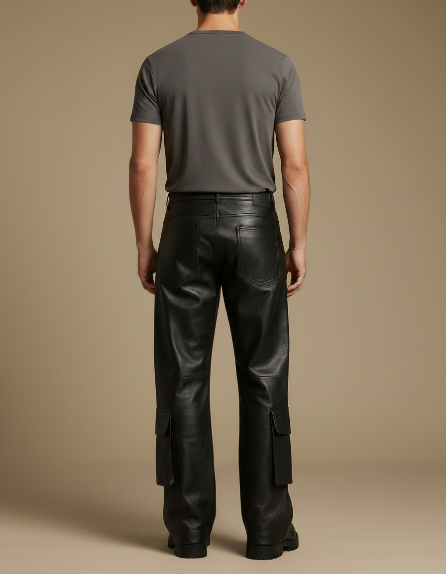 Pantalon Simili Cuir Noir Homme - vue 2