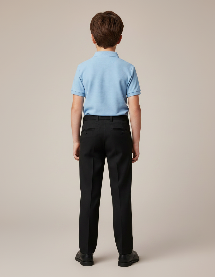 Pantalon Noir Garçon Habillé Droit Élégant Formel - Polyester - vue 2