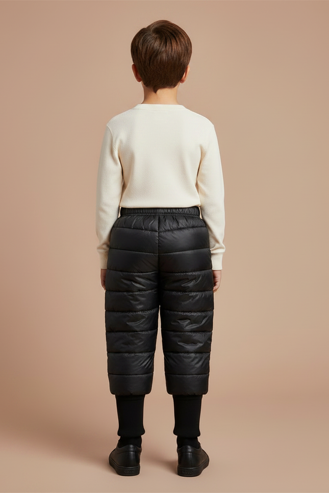 Pantalon Noir Matelassé Chaud Enfant Hiver - Polyester - vue 2