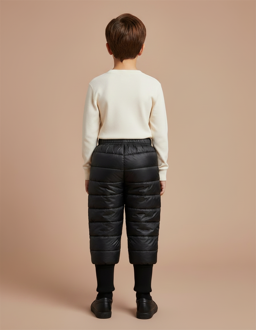Pantalon Noir Matelassé Chaud Enfant Hiver - Polyester - vue 2