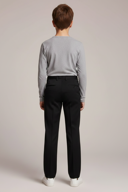 Pantalon Noir Droit Ajusté Garçon Classique - Gabardine - vue 2