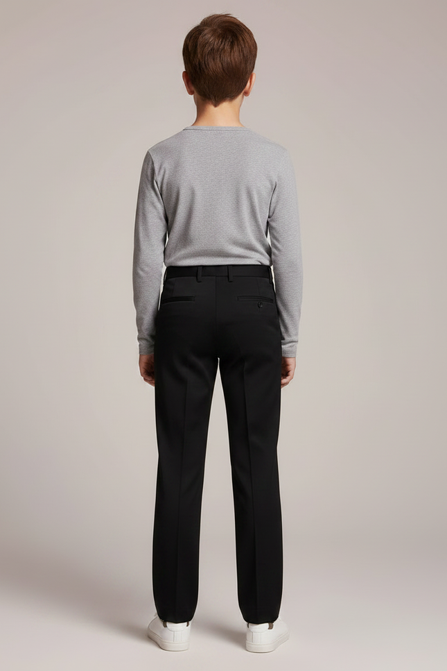 Pantalon Noir Droit Ajusté Garçon Classique - Gabardine - vue 2