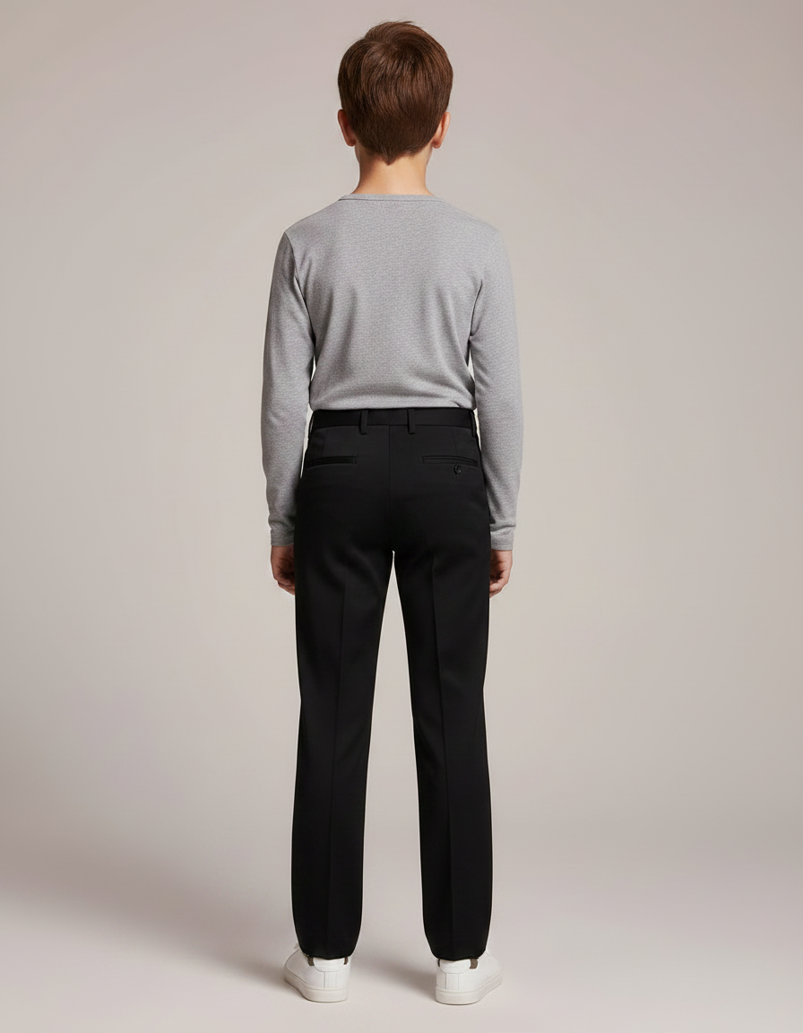 Pantalon Noir Droit Ajusté Garçon Classique - Gabardine - vue 2