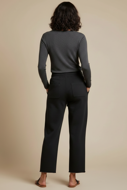 Pantalon Noir Ample Coton Décontracté Taille Basse - Molleton - vue 2