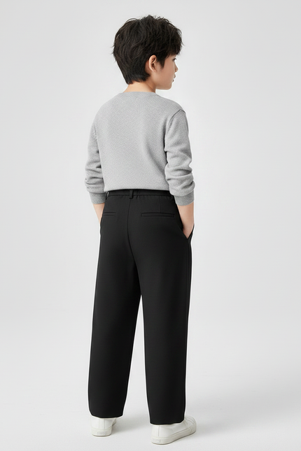 Pantalon Noir Ample Plissé Garçon Élégant - Polyester - vue 2