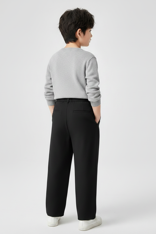 Pantalon Noir Ample Plissé Garçon Élégant - Polyester - vue 2