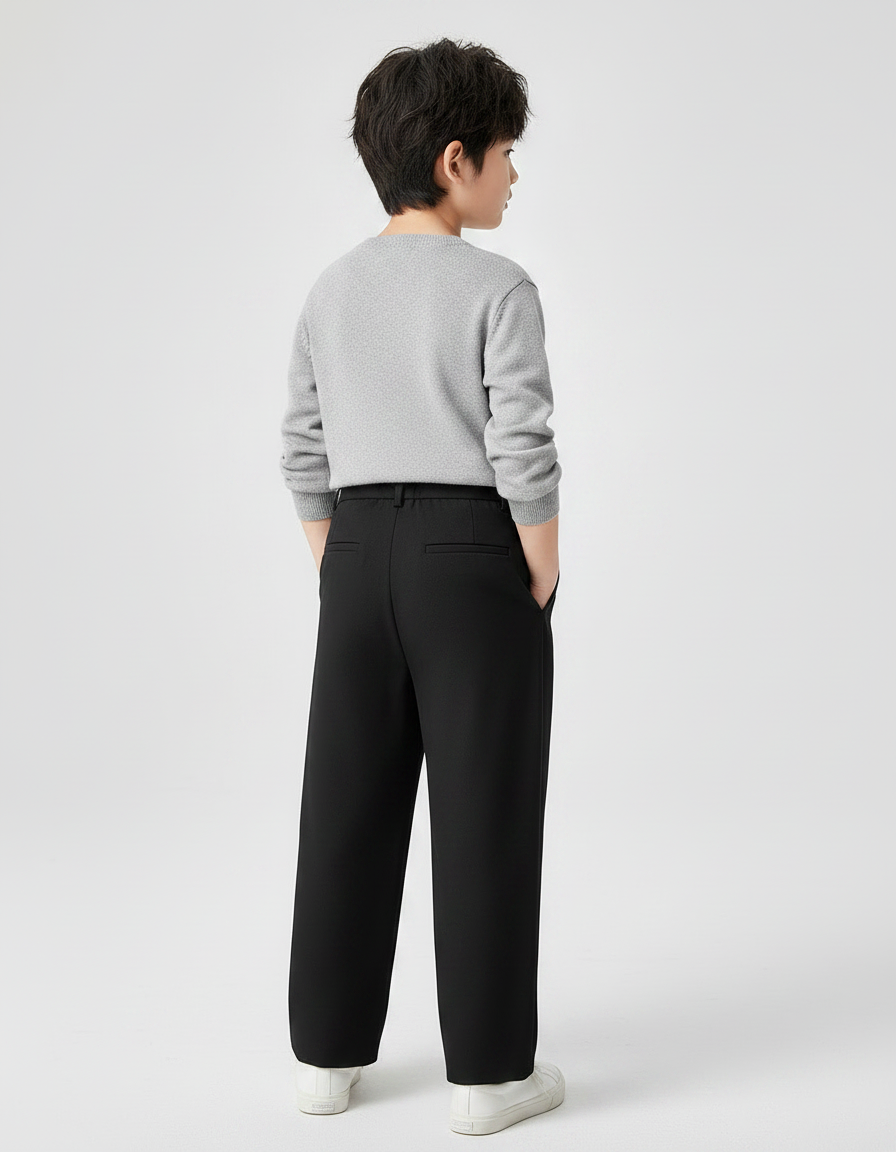 Pantalon Noir Ample Plissé Garçon Élégant - Polyester - vue 2