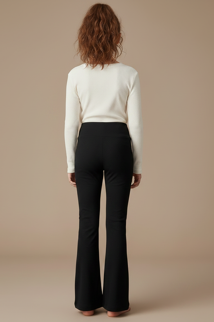 Pantalon Évasé Noir - Maille - vue 2