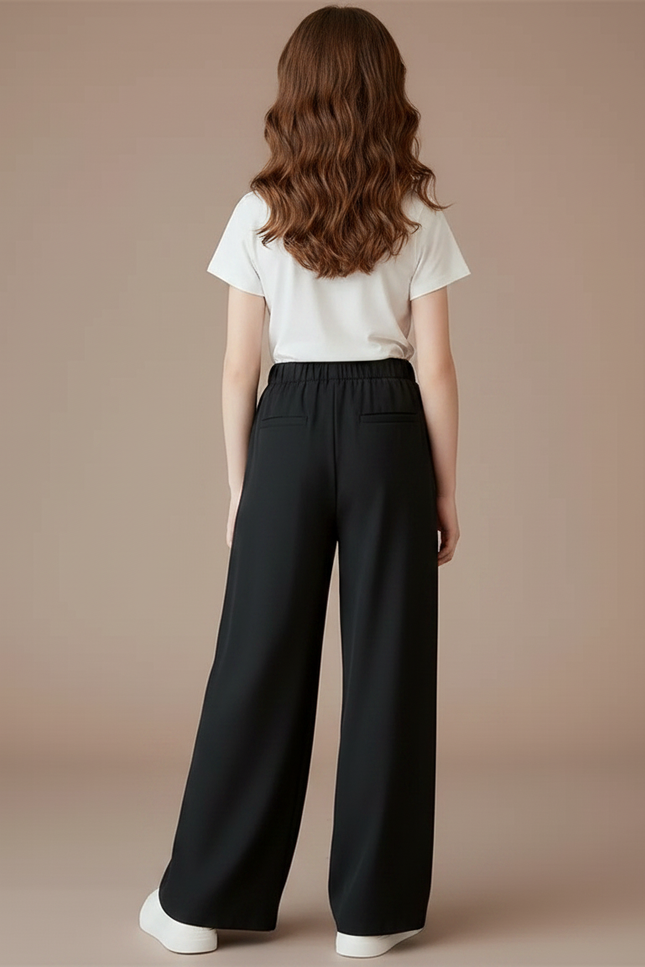 Pantalon Noir Ample Fluide Fille Été - Viscose - vue 2