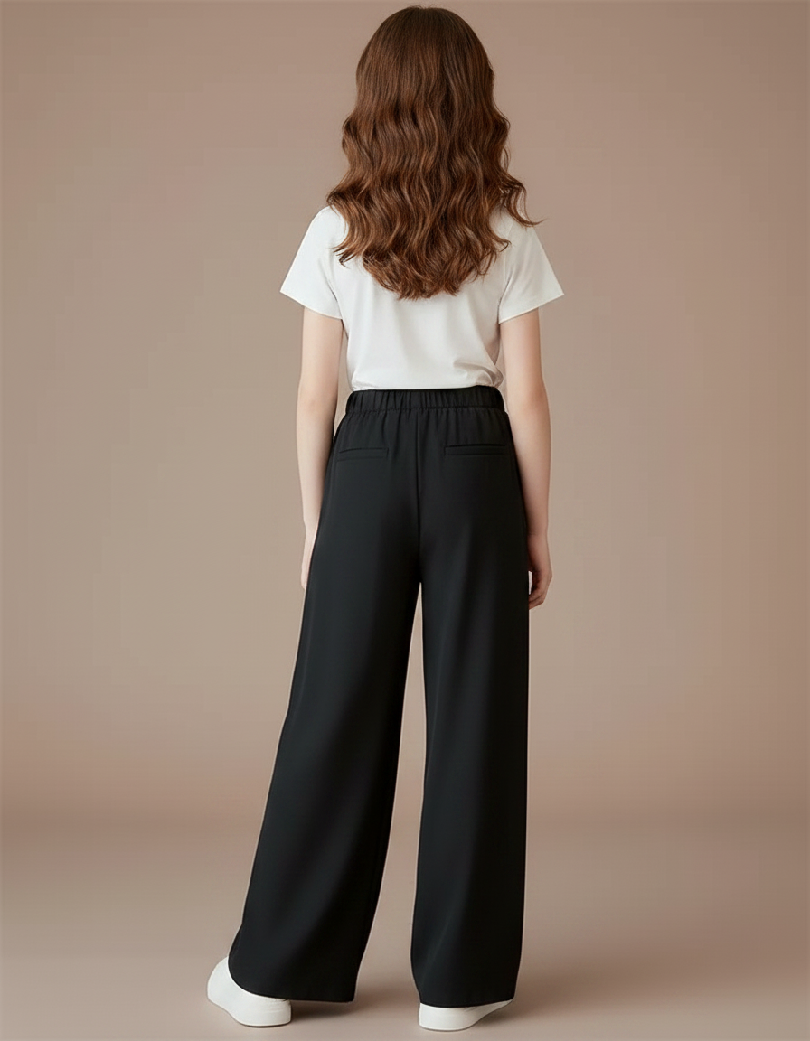 Pantalon Noir Ample Fluide Fille Été - Viscose - vue 2