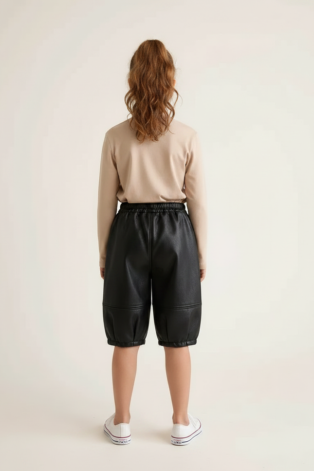 Pantalon Noir Similicuir Ample Hiver Enfant - Simili cuir - vue 2