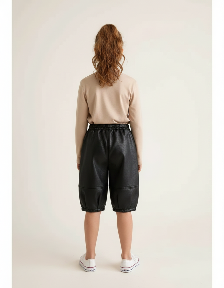 Pantalon Noir Similicuir Ample Hiver Enfant - Simili cuir - vue 2