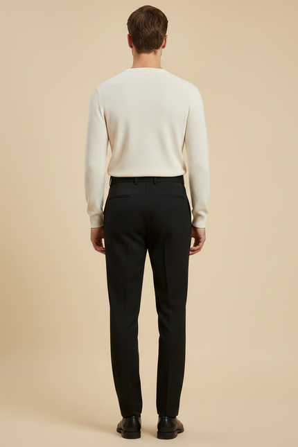 Pantalon Noir Homme Plissé Taille Haute Élégant - Gabardine - vue 2