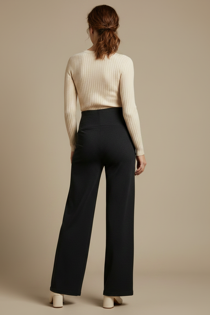 Pantalon Noir Ample Confortable Maternité Élastique Décontracté Hiver - Maille - vue 2