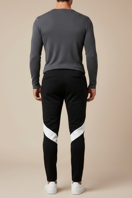 Pantalon Noir Avec Bande Blanche Homme - Molleton - vue 2