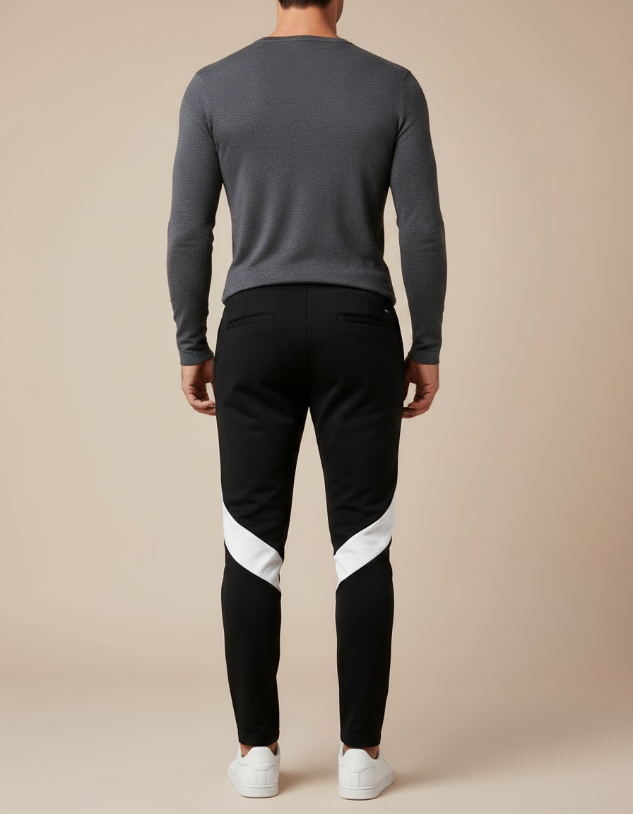 Pantalon Noir Avec Bande Blanche Homme - Molleton - vue 2