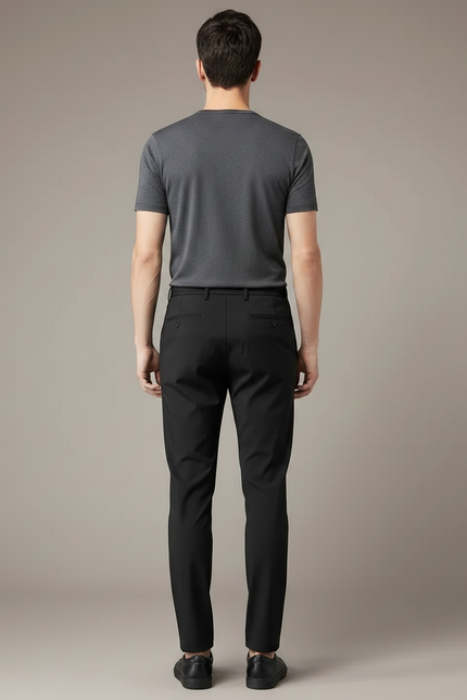 Pantalon Noir Slim Élégant Stretch Homme Business - Polyester - vue 2
