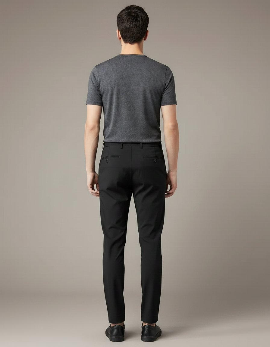 Pantalon Noir Slim Élégant Stretch Homme Business - Polyester - vue 2
