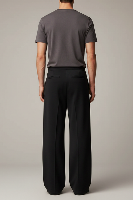 Pantalon Noir Jambe Large - Polyester - vue 2