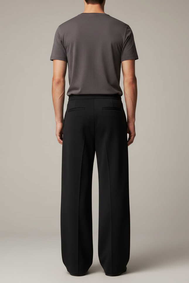 Pantalon Noir Jambe Large - Polyester - vue 2