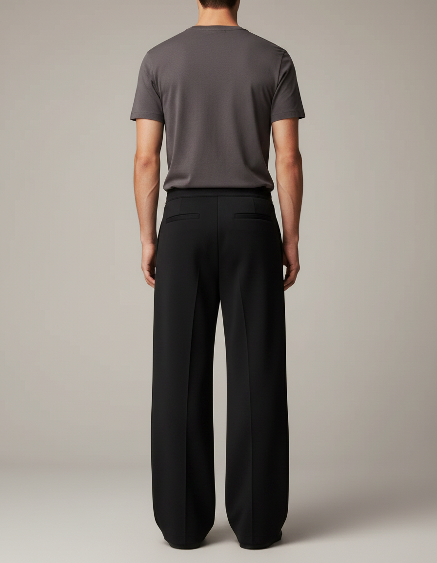 Pantalon Noir Jambe Large - Polyester - vue 2
