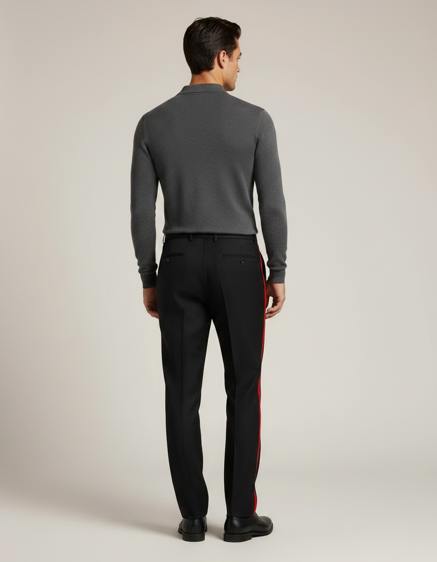 Pantalon Noir Bande Satin - vue 2