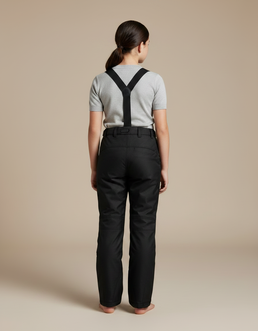 Pantalon Noir Bretelles Réfléchissant Imperméable Enfant - Polyester - vue 2