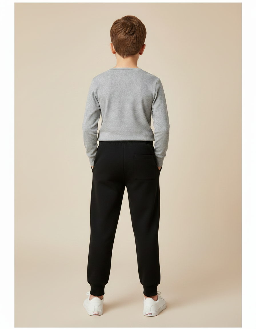Pantalon Noir Molletonné Cordon Blanc Garçon Sport - vue 2