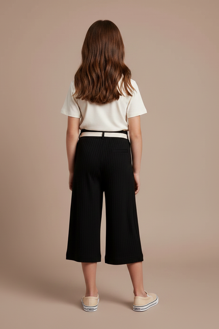 Pantalon Capri Noir - Maille - vue 2