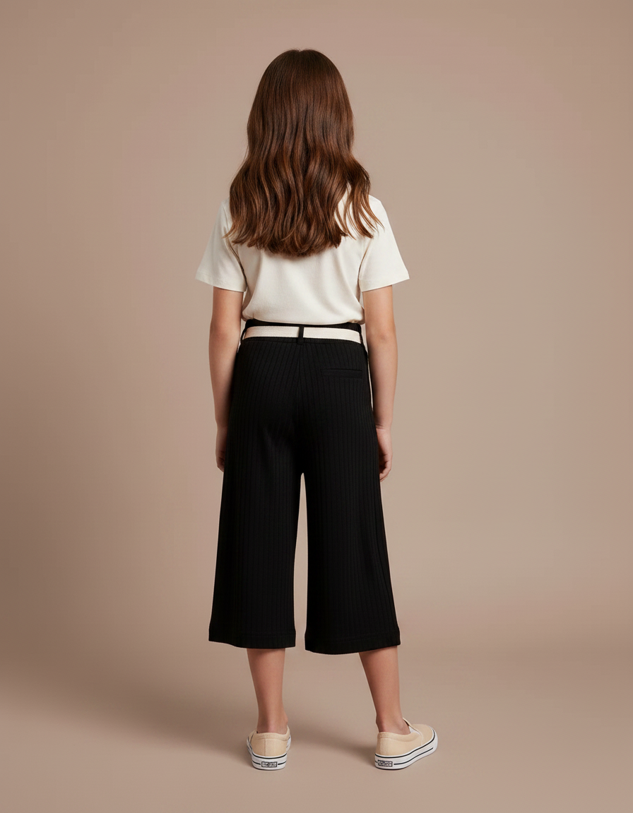 Pantalon Capri Noir - Maille - vue 2