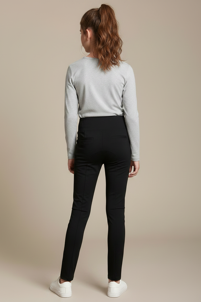 Pantalon Noir Fille Slim Élastique Confortable - Maille - vue 2