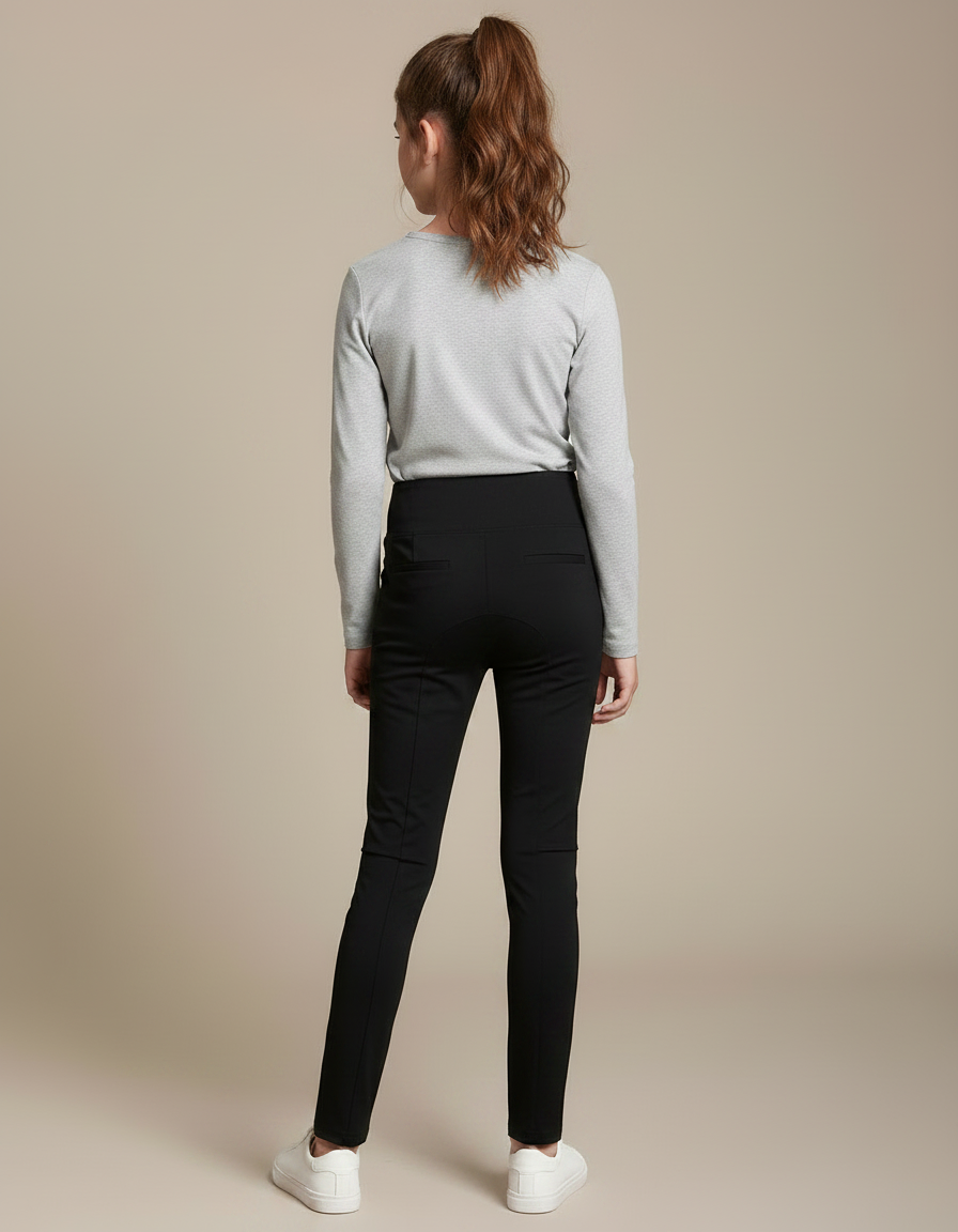 Pantalon Noir Fille Slim Élastique Confortable - Maille - vue 2