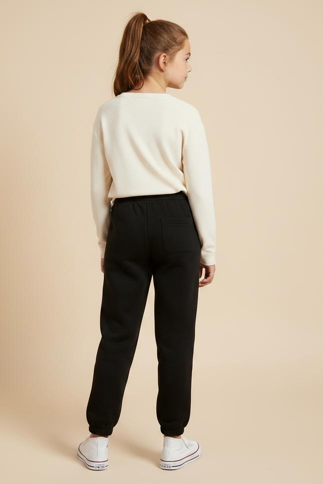 Pantalon Noir Molletonné Confortable Cœur Fille - vue 2