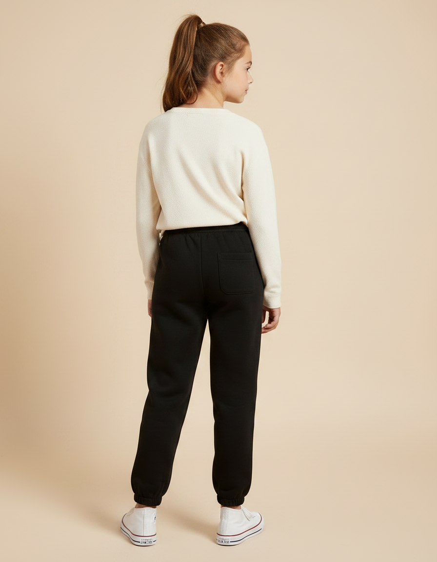 Pantalon Noir Molletonné Confortable Cœur Fille - vue 2