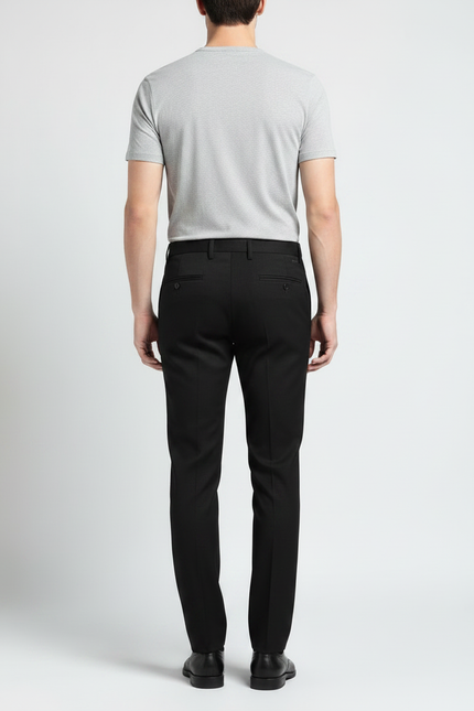 Pantalon Noir Homme Classique Élégant Slim Habillé - Gabardine - vue 2